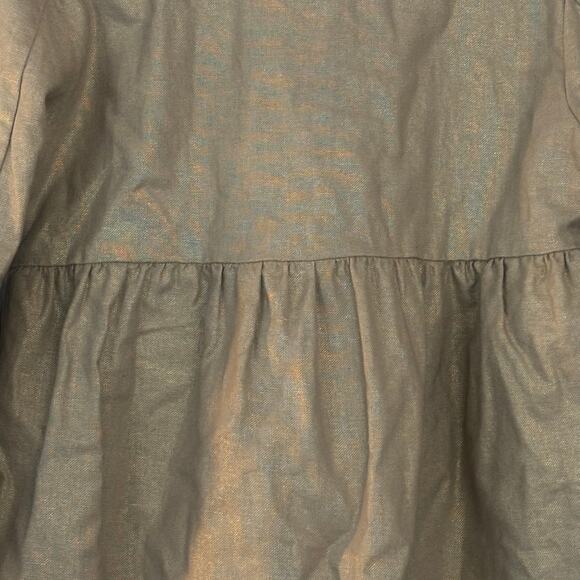 Kensie Heavy Jacket Artsy Buttons Gold Metallic Detail Size 10 Linen Lagenlook - Picture 11 of 12